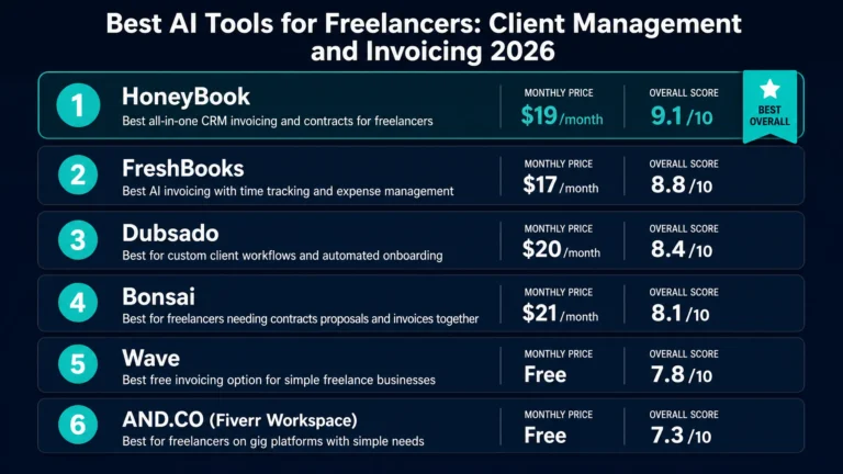 Top 6 AI client management and invoicing tools for freelancers ranked by automation features payment speed and price in 2026