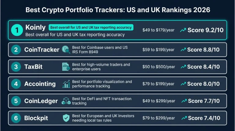 Top 6 crypto portfolio trackers ranked by tax accuracy exchange integrations and price for US and UK investors in 2026